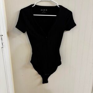 Aeropostale Black Ribbed Bodysuit